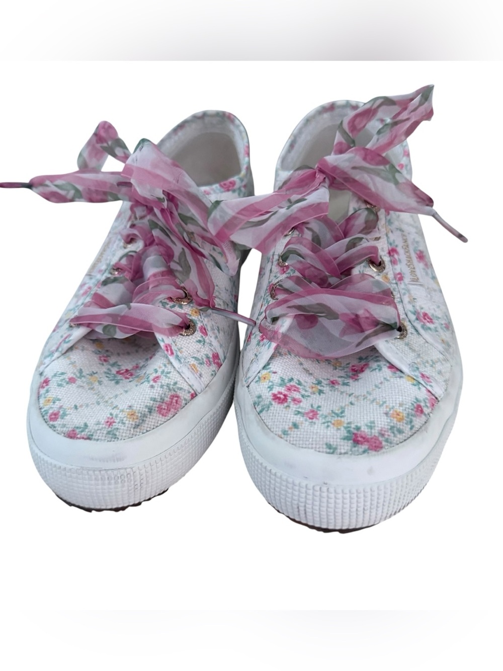 Superga x LoveShackFancy Floral Sneakers Ribbon Lace size 38 - Picture 2 of 7